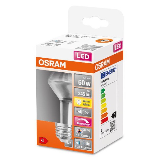 [OSR620308] LED SuperStar+Spot R63 verre 4,8=60 E27 chaud - 620308