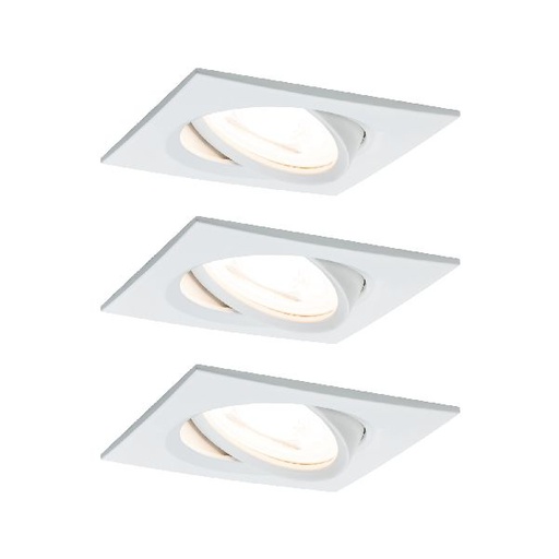 [PAU93436] Kit enc Nova carré orientable LED 3x6,5W 2700K 230V GU10 51mm Blc dépoli/Alu