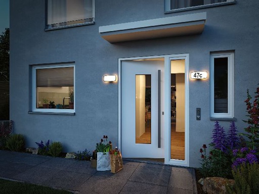 [PAU94508] Applique extérieur 230V Sheera RGBW IP44 3000K 8W PIR ZB Numéro de maison