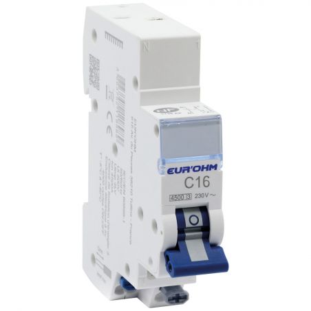 [EUROHM20316] Disjonteur 1P+N 16A Courbe C Connexion Rapide eurohm