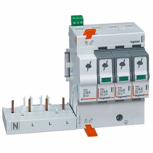 [LEG412261] Blocs Parafoudre Adaptable Typet2 Imax 20Ka/Pôle 3P+N 320V legrand 412261