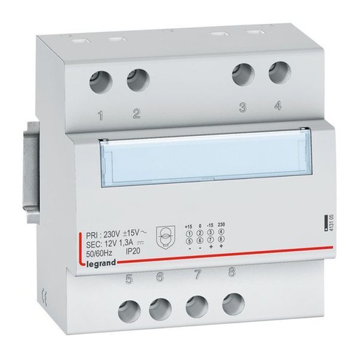 [LEG413105] Alimentation Redressée Filtrée Monophasée 230V~/12V= -15 W - legrand 413105