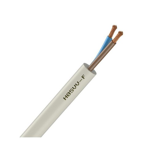 [CAB-1137] Câble électrique souple H05VV-F blanc 2x0.75 - couronne de 50m